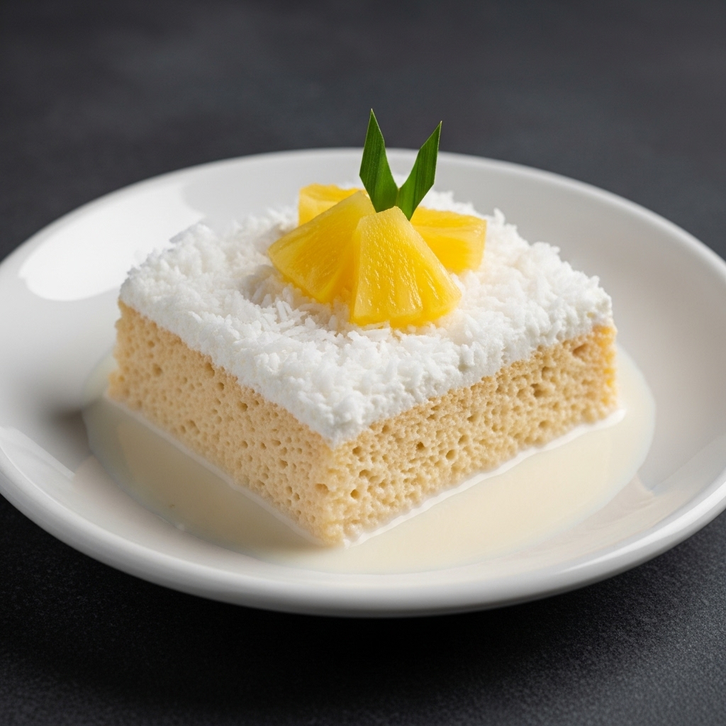 🌟Mouthwatering Gluten-Free Coconut Tres Leches Cake (Tanghulu) with Pineapple Topping – A Malaysian Delight!